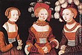 Lucas Cranach The Elder Famous Paintings - Saxon Princesses Sibylla, Emilia and Sidonia